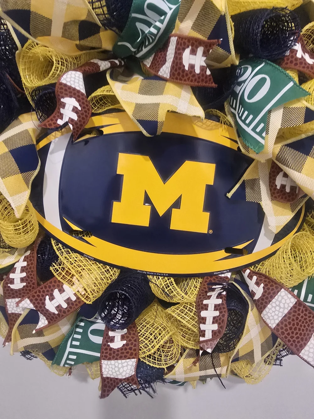 University of Michigan Yellow & Navy Football Wreath